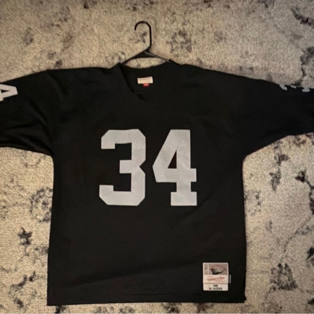 Mitchell & Ness Black Jersey with White and Red Throwbacks Label